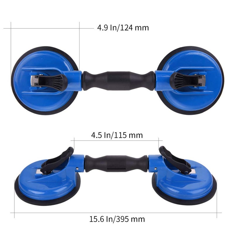 IMT Glass Suction Cup Dual Cups 2 Pack, Heavy Duty Vacuum Plate with Adjustable Handle Glass Holder to Lift Large Glass/Auto Glass Windshield Installation/Tiles Mirrors Moving, 260lb Suction Power - Image 1